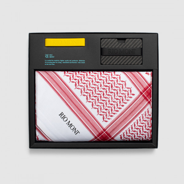 شماغ ريو مون كلاسيك أحمر مع محفظة كاربون فايبر